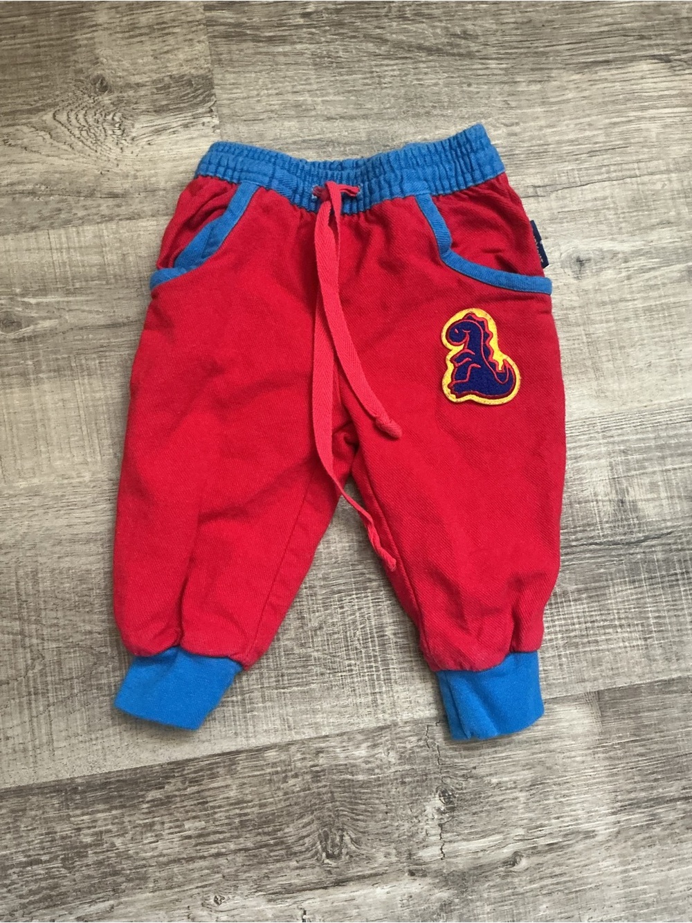 vintage oshkosh b gosh Red Color Block Joggers Brontosaurus Dinosaur USA